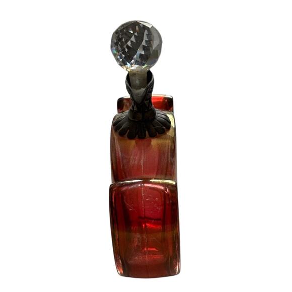 Cranberry Glass Cristallo E Argento Etched Italy Perfume Bottle Stopper Silver - Picture 4 of 11